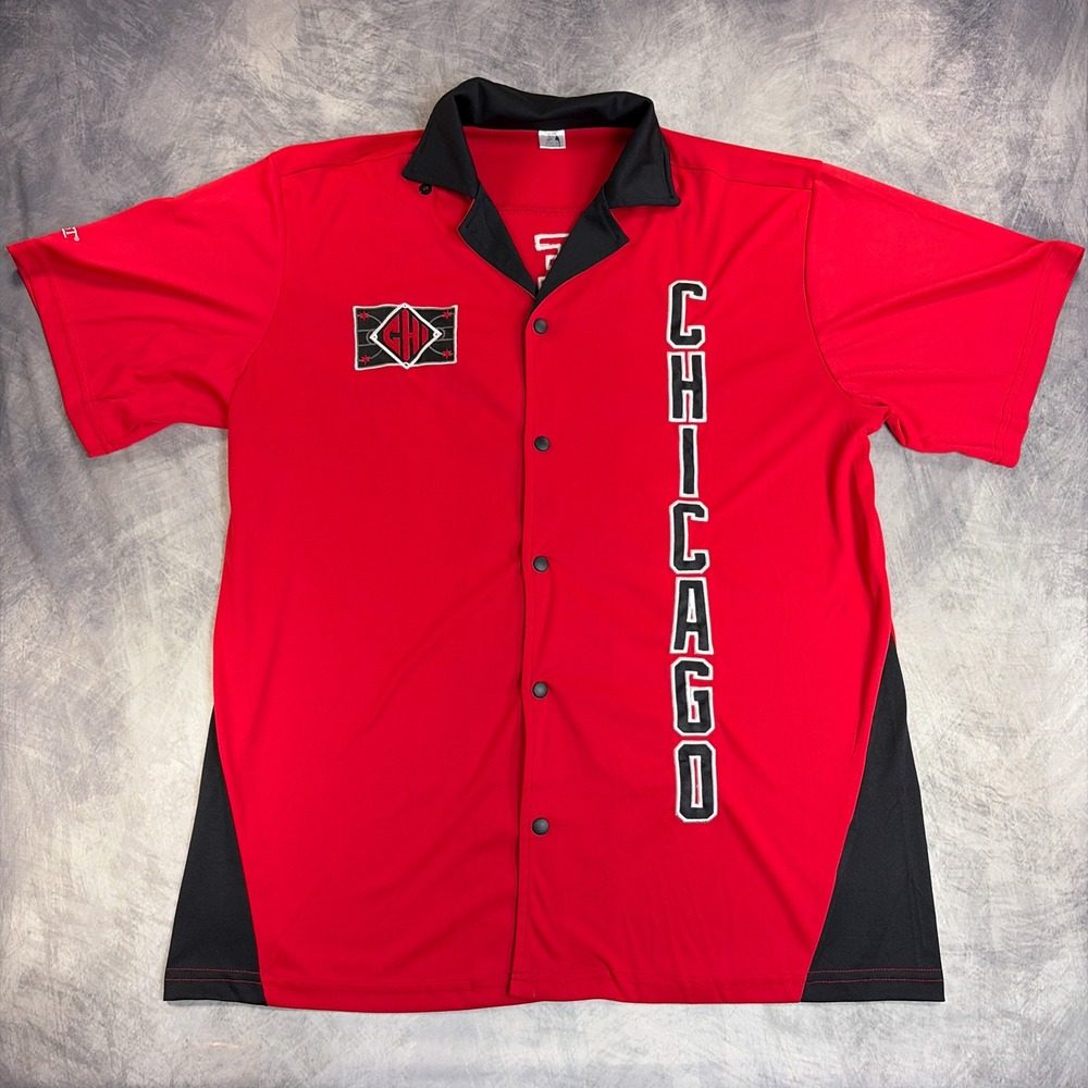 Chicago White Sox Jersey Mens XL Red Black Button Up Baseball Shirt Winged Sock